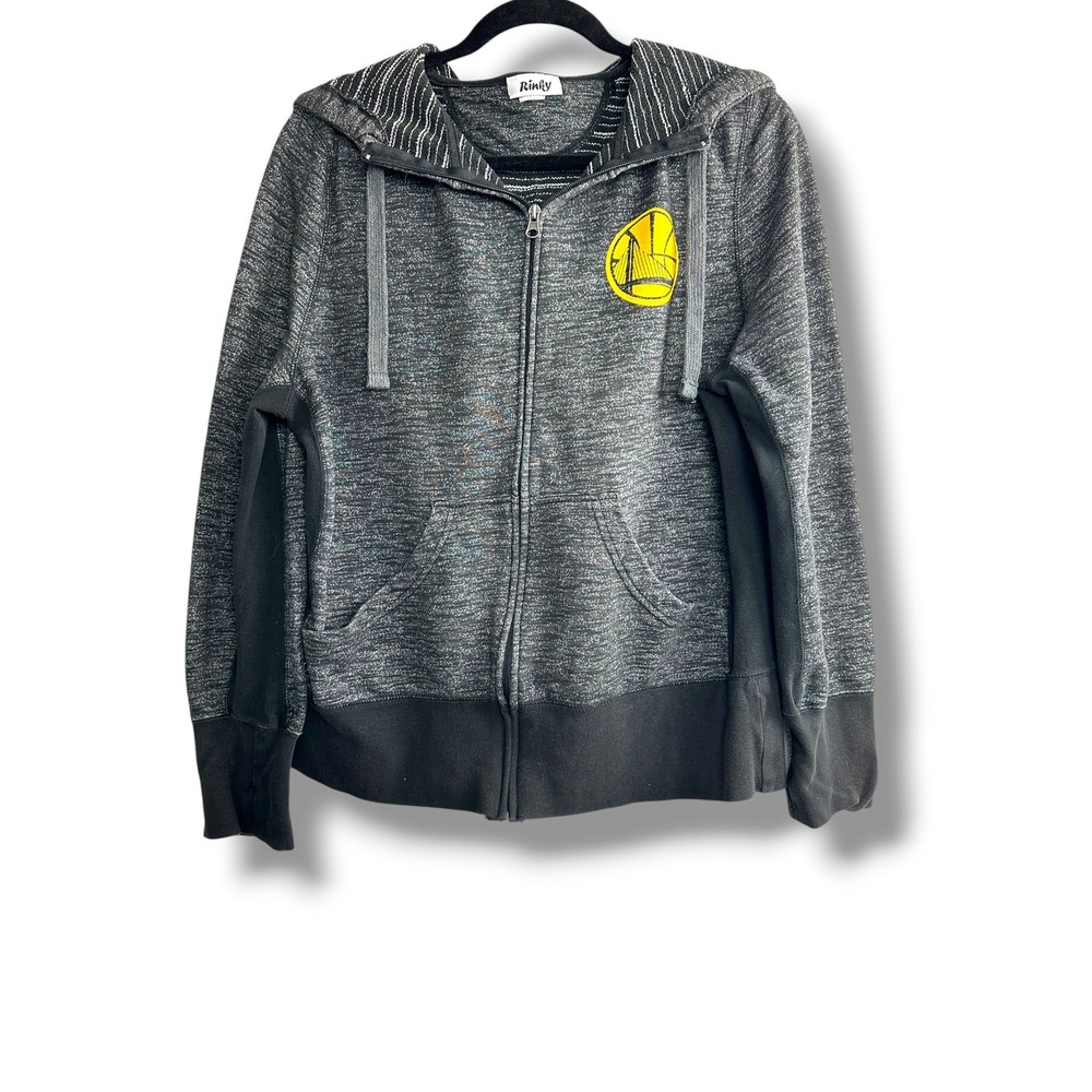 Rinky Golden State Warriors Hoodie 2XL Gray Black Zip Up Space Dye NBA Fan